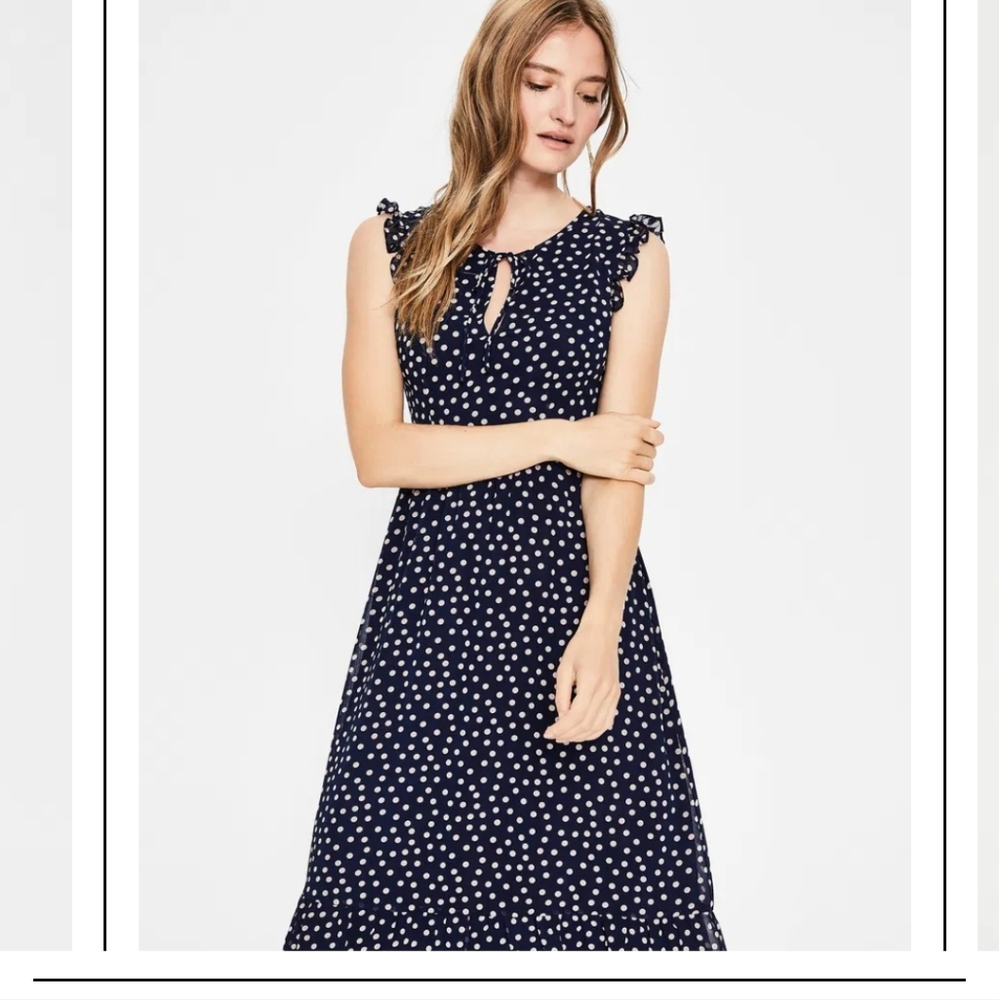 Lauren Navy Polka Dot Midi Dress - Picture 5 of 5